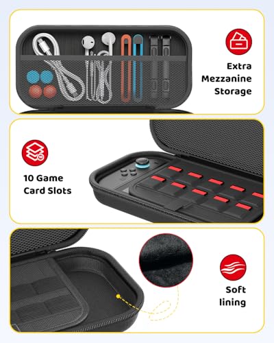 Funda de Nintendo Switch 2 delgada tipo carcasa transparente con accesorios de viaje 3