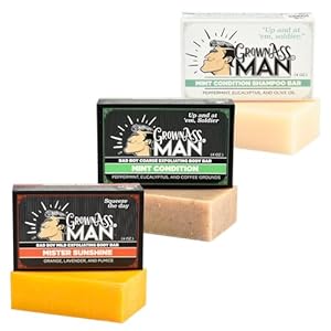 Combo Packs – Solid Soap & Shampoo Bars Rich Lather with Natural Oils & Gentle Scrub for Men – Plastic Free & Eco-Friendly, Natural & Organic Deep Clean (Wake Up 3-Pack)