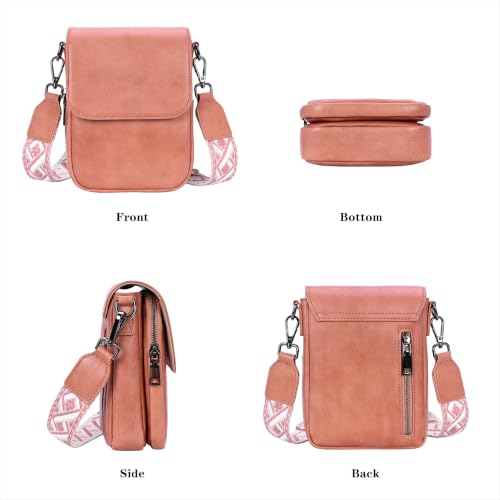 Image of HESHE Small Leather Crossbody Bag for Women RFID Phone Purse with Card Slot | Anti Theft,Genine Leather,Wide Adjustable Strap,Multi-Pocket Fits 6.9 inch Phone Trendy Shoulder Cross Body Bag for Daily,Travel