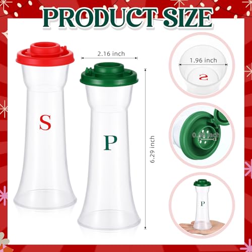 Image of Set of 2 Plastic Salt and Pepper Shakers with Lids Large Salt Shaker Pepper Container Vintage Tall Hourglass Camping Picnic Outdoors Travel Spice Set for Home Picnic Kitchen(Classic,Red Green)