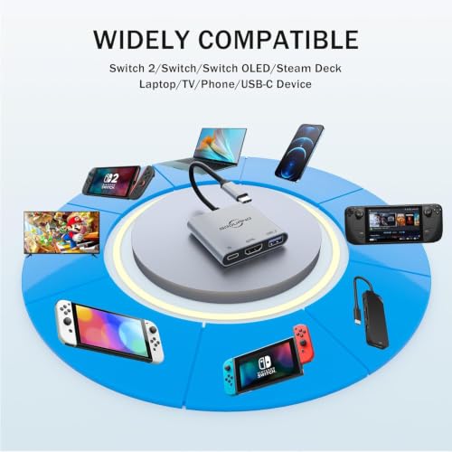 Image of Switch Dock 4K@60Hz TV Adapter Portable TV Docking usbc to hdmi Station for Switch 1 / OLED /Steam Deck /3 in 1 100W PD / USB3.0 / HDMI2.0 Type c Hub