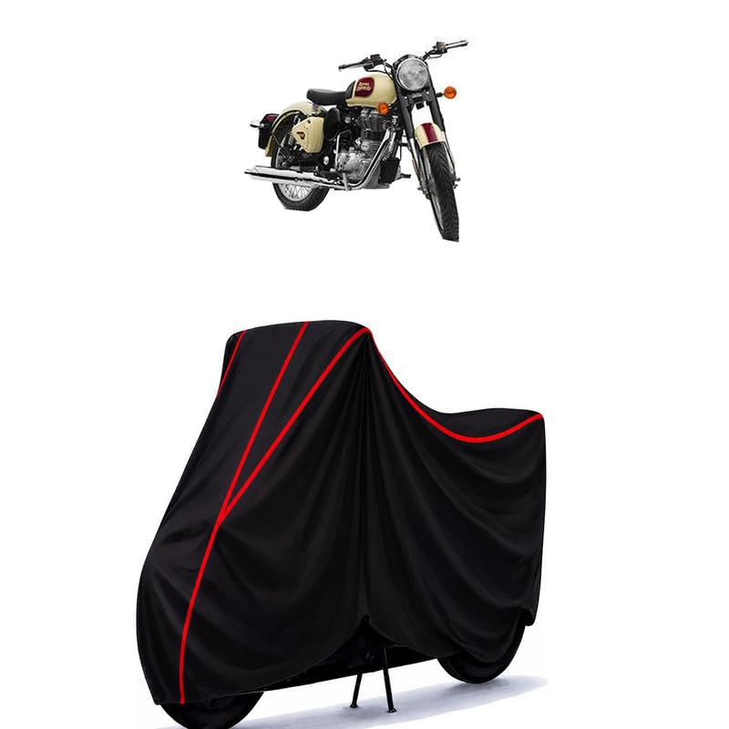 Image of Classic 500 Squadron Blue Water Resistant Bike Cover for All Motorcycles & Rain | Heavy Duty Taffeta Fabric | UV Protection, Dustproof, Scratchproof | All Weather Two Wheeler Cover with Elastic Bottom