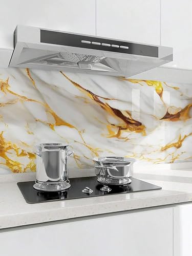 Image of D-fix Marble Peel and Stick Wallpaper for Home Decor, Waterproof Self-Adhesive Wall Stickers for Kitchen, Bathroom, Living Room - Wall Paper (60X200 CM (Premium White Gold)