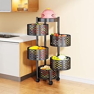 COVAODQ Rotating Storage RackBathroom Stand Rack Vegetable RackFruit Rack Used for Home Kitchen Office Bathroom Living Room StorageNo Need to Install (95cm * 30 cmRound)