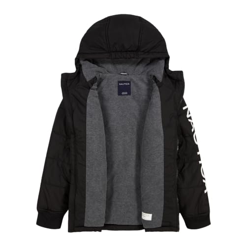 Image of Nautica Boys' Heavyweight Hooded Bubble Jacket With Polar Fleece Lining