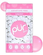 PUR 100% Xylitol Chewing Gum, Sugarless Bubblegum, Sugar Free + Aspartame Free + Gluten Free, Vegan &amp; Keto Friendly - Healthy, Low Carb, Simply Pure Natural Flavoured Gum, 55 Pieces (Pack of 1)