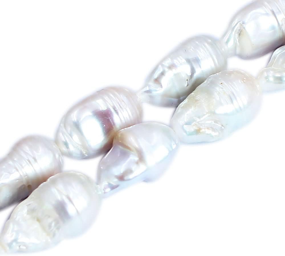 SR BGSJ Natural 12x18mm Reborn Baroque White Freshwater Nucleus Pearl Beads Gemstone Spacer Jewelry Making Loose Beads Strand 15"