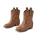 DREAM PAIRS Girls Cowgirl Boots Cowboy Boots with Low Heel Western Embroidered Fashion Mid Calf Shoes for Toddler/Little Kid/Big Kid,Size 11 Little Kid,Camel,KKUMMB2509