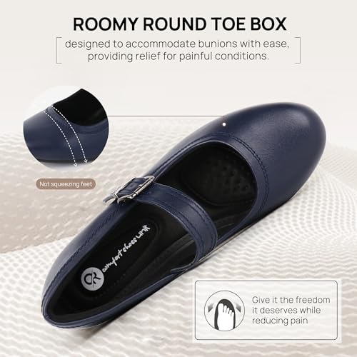 Image of Ortho+rest Women Orthopedic Bunion Mary Jane Dress Shoes | Bunion-bliss Dressy Pumps, Low Chunky Heel, Round Toe, Comfortable for Work & Office Professionals