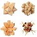 Batop Casse-tête Bois, 4Pcs Casse-tête Chinois 3D IQ Puzzle en Bois Casse Tete Puzzle Jeux de Logique pour Enfant Adulte
