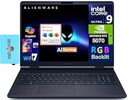 Alienware AI Gaming Laptop 16.0&quot; 240Hz IPS WQXGA Display (Intel Ultra 9-275HX, GeForce RTX 5070 8GB, 64GB DDR5, 8TB PCIe SSD, RGB KB, Win 11 Home) w/MS 365 Personal, DKZ USB Port Expander