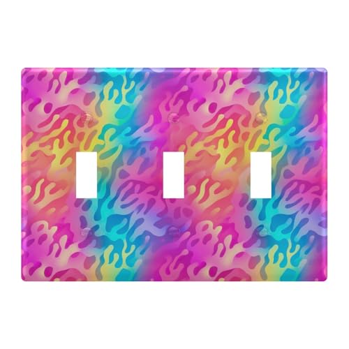 Light Switch Cover Tie Dye Wall Plates for Electrical Outlets 3 Gang 202a8847