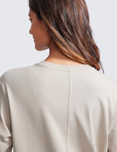 CRZ YOGA Pima Cotton Long Sleeve Shirts for Women Crew Neck Casual Fall Tops Basic Soft Workout Yoga Loose T-Shirt4