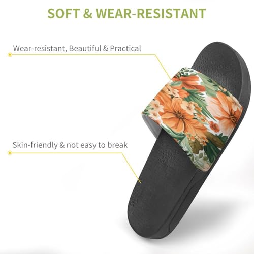 Chaussons à fleurs antidérapants avec semelle haute sécurité