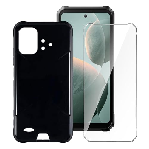LYZXMY Funda para UMIDIGI Bison X20 (6.53') + 1 x Protector de Pantalla Vidrio Templado Película Protectora - Negro Carcasa Silicona TPU Suave Caso Case
