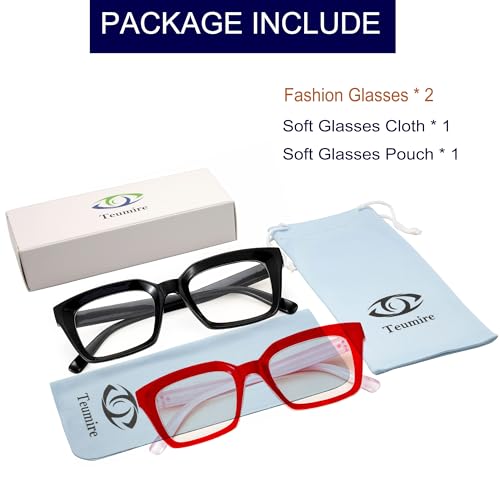 Image of Classic Clear Lens Glasses for Women Men Thick Square Frame Eyewear Non Prescription Eyeglasses 2 Pack