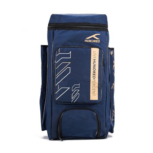 Image of Hundred Polyester Aspire Cricket Kitbag | Spacious & Durable Sports Gear Bag with Multiple Compartments | Shoe Compartment & Sturdy Zippers | Padded Straps(Navy)