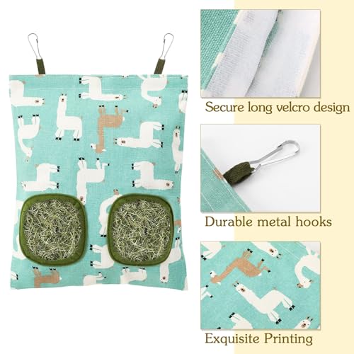 UPINS 3 Hay Bag for Rabbits - 2-Hole Hanging Hay Feeder for Rabbits, Chinchillas, Hamsters & Small Pets - Image 3