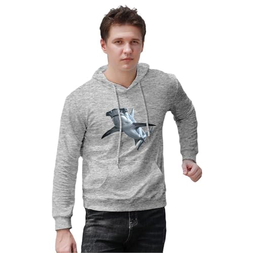 Fierce Hammerhead Shark Unisex Casual Hoodies Long Sleeve Lightweight Pullover Tops Loose Sweatshirt with Pocket4