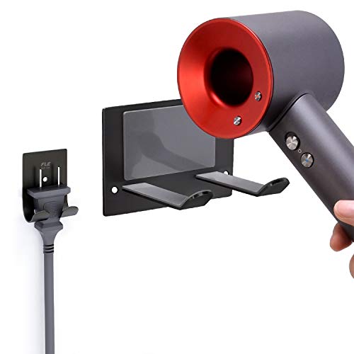 FLE Blow Dryer Holder Wall Mounted Fit for Hair Dryers Black and Gray