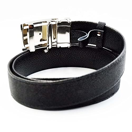 NEW BLACK GENUINE STINGRAY LEATHER MEN AUTO BUCKLE METAL BUCKLE BELT 1.5 X 45 INCHES.3