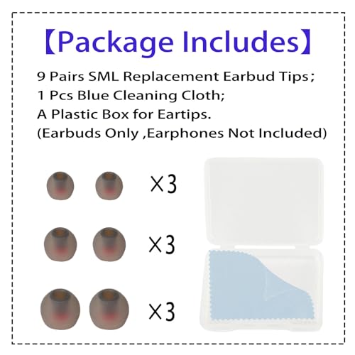 Image of 9 Pairs Earbud Tips,Silicone Replacement Earbud Tips Inner Hole 3.8mm -5.5mm, Headphone Ear Cover Fit Most in-Ear Headphones,Black Red(SML)