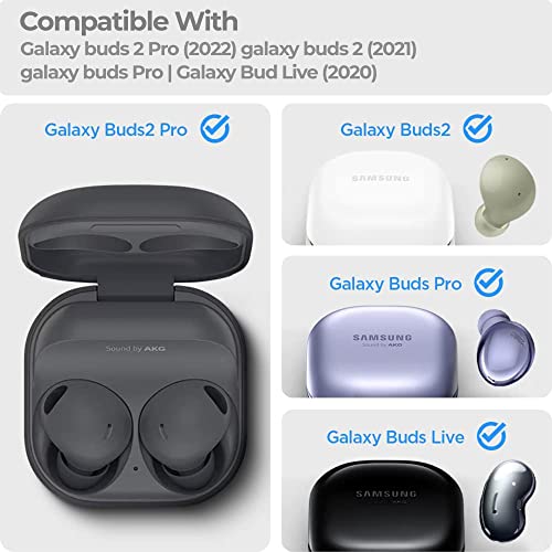 NEWTECHNO Rugged Armor Cover Case for Samsung Galaxy Buds Pro(2021),Galaxy Buds 2,Galaxy Buds Live (2020)-Oil-Resistant, Abrasion-Resistant, Shock-Resistant (Without Earbud, 2 Pieces Design)[Black]