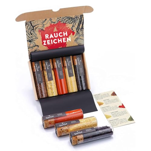 Raucharoma Gewürze Geschenkset - 5 edle Gewürze mit Rauchgeschmack & REZEPTEN - Gewürz Geschenk...