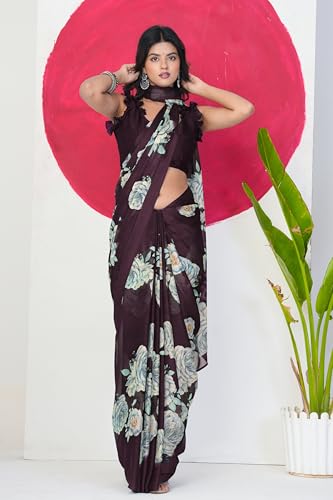 Image of MIRCHI FASHION Women Saree Floral Printed Chiffon | Breathable Lightweight Summer Sari for Office and Daily Use with Unstitched Blouse (Available in 20 Styles)