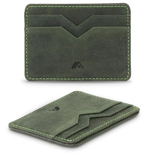 Portefeuille en cuir Vert brut Yaiba avec porte-cartes fin