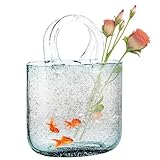 Purse Vasepurse Jarrón para Flores Jarrón de Bolsos único 7.7x11in Gueso de Vidrio Transparente burbuje