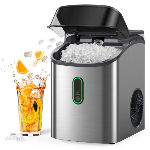 Silonn Countertop Ice Cube Ice Makers, 45lbs Per Day, Auto Self-Cleaning, 24 Pcs Ice Cubes in 13 Min, 2 Ways to Add Water, Compact Ice Machine for Home Office Bar Party