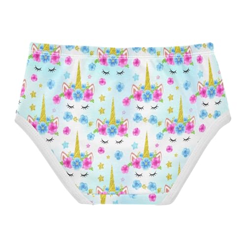 Cute Unicorn Flower Panties for Girl Toddler Underwear Floral Cotton Animal Underpants Briefs 2t2