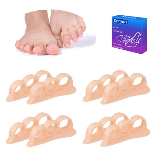 Keroius 4 Pairs Hammer Toe Corrector Hammer Toe Cushions Pads 3 Loop Design Toe Straightener Overlapping Relief Separator Hammer Toe Support Crest for Women & Men Joint Realign Cushion Support
