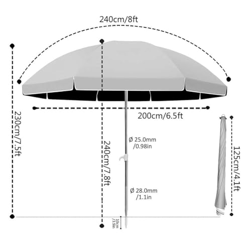 Sombrilla de playa ligera y parasol exterior para piscina o camping 5