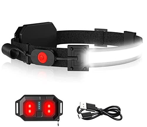 CUIFULI Linterna frontal LED COB recargable, 120°, impermeable, mini linterna frontal para correr, correr, pesca, camping, mantenimiento de la luz, A Cover