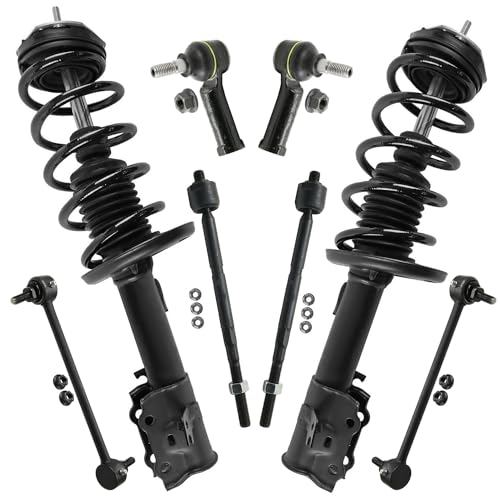 Image of Detroit Axle - 8pc Front Suspension Kit for Ford 2014-2017 Fiesta [Manual Trans] 2 Struts with Coil Spring 2 Sway Bar End Links 4 Inner and Outer Tie Rod Ends 2015 2016 Replacement