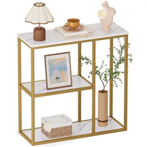 WOHOMO 31.5" Narrow Console Table with 3-Tier Storage, Industrial Sofa
