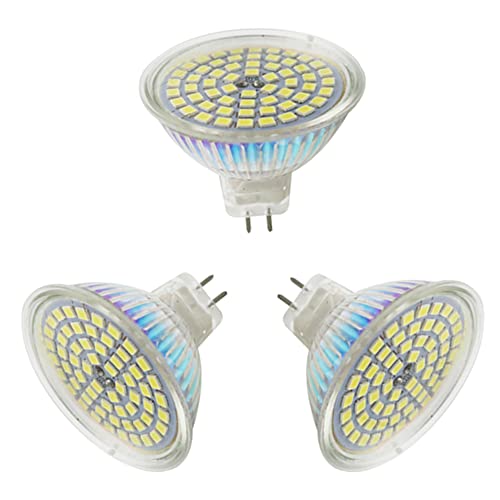 MR16 LED Blanc froid Led GU5.3 MR16 12V 3W remplacement pour lampe halogène 40W 35W 20W AC/DC12V sans effet stroboscopique GX5.3 6000K haut CRI 82 Ra 300lm illuminant ampoule angle de faisceau 120° Cover