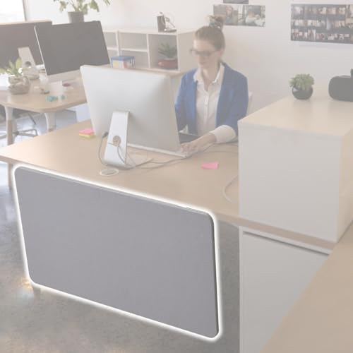 Panel de privacidad para oficina, divisor de escritorio para estaciones de trabajo, oficina en casa, 12 x 65 pulgadas, división acústica ajustable, soluciones modernas de espacio de trabajo