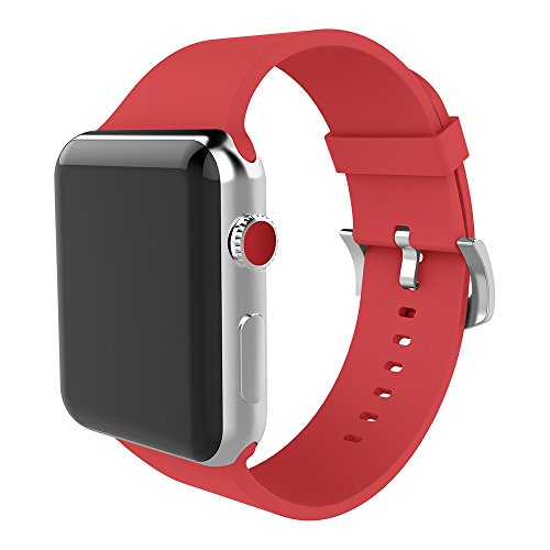 BMBEAR Compatible Apple Watch Band 42mm 38mm Soft Silicone Replacement iWatch Strap for Apple Watch Series 3 Series 2 Series 1 Red
