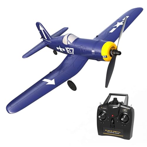 volantexrc RC Flugzeug F4U Corsair, 2,4GHz Ferngesteuertes Flugzeug mit 2 Batterien 4 Kanal RC Plane RTF für Anfänger, Erwachsene