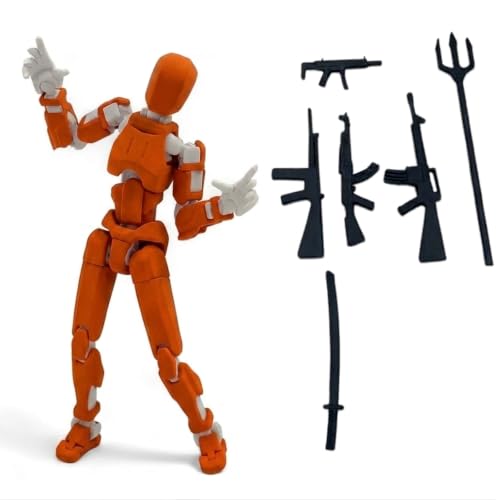 Image of (Do it Yourself) Action Figure Toys,DIY Assembly Dummy 13 Action Figures,Articulated Joints Robot,Gift Idea for Teens & Adults for 14+ (Orange Armor White, Orange Armor White)