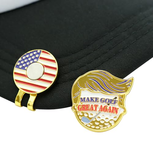 WUSUTE Funny Golf Ball Marker - Make Golf Great Again, Unique Magnetic Hat Clip for Golfers, Cool Golf Accessories for Men Women Golf Lovers