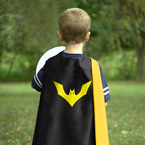Mizzuco Superhero Capes For Kids Superhero Cloak With Mask And Waistband Halloween Costumes And Party Dress Up Gift For Boys And Girls (Yellow+B) #TOP3