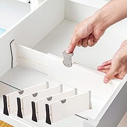 Famhap Separador de Cajones Ajustable de Plástico (27,8-43,5 cm, 10 cm de Alto, Pack de 4) Divisor de Cajones Expansible para Almacenaje en Dormitorio, Baño, Escritorios, Oficina y Armario