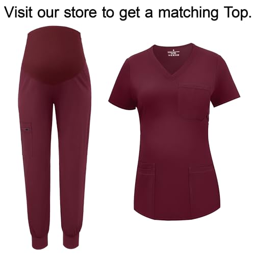 Image of PACBREEZE Women's Maternity Scrubs with 6 Pockets, Workwear Maternity Jogger Scrubs Pregnancy Pants, S-XXL