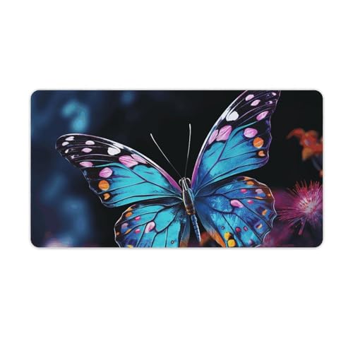 Tapis de souris étanche grand format avec un charmant motif papillon esthétique
