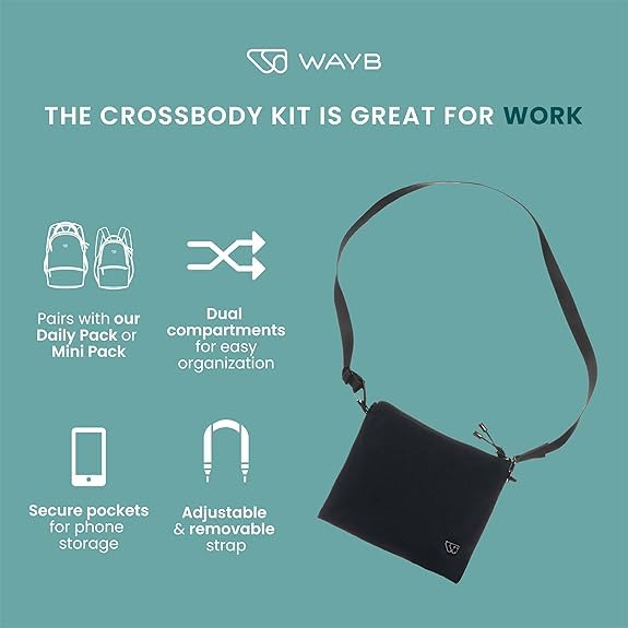 WAYB Crossbody Bag - Secure Phone Storage | Organized Compartments | Durable Fabrics | Adjustable & Detachable Strap2