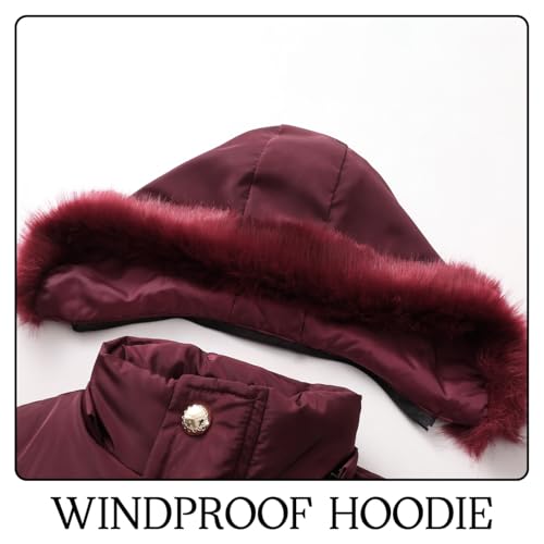 Kids Girls Winter Fleece Coats Puffer Jackets Fur Collar Hoodie Clothes Outwear3